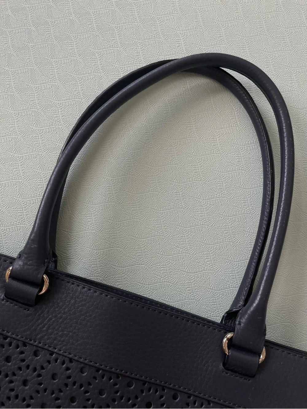 kate spade New York Vintage Gray Lasercut Leather Shoulder Bag